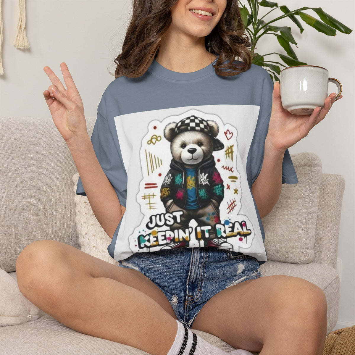 Bear Graphic T-Shirt — 'Just Keepin' It Real' Streetwear Tee