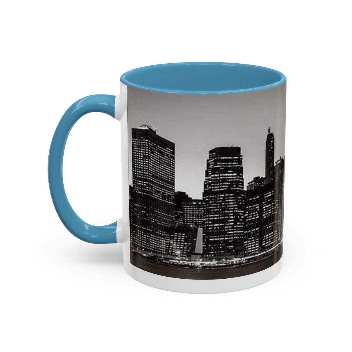 New York City Skyline Accent Coffee Mug — Black & White Cityscape, 11/15oz