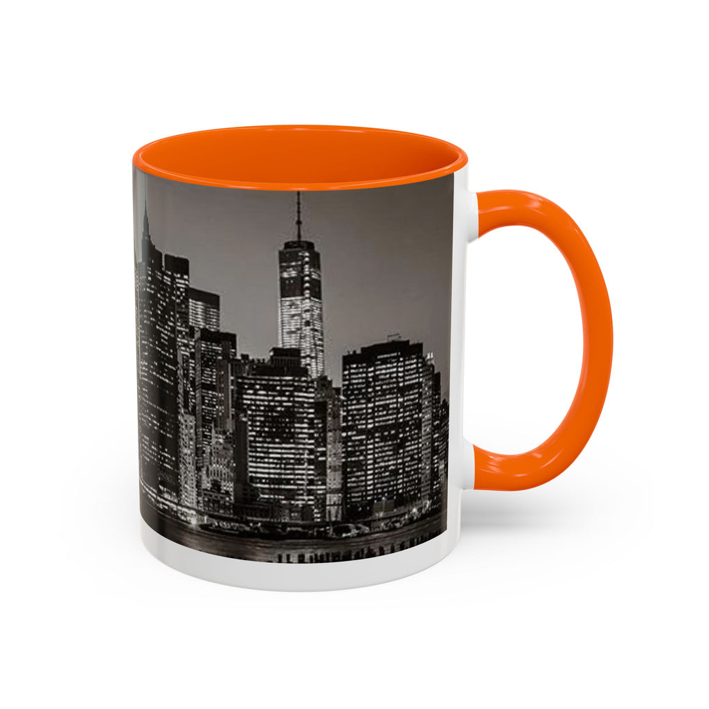 New York City Skyline Accent Coffee Mug — Black & White Cityscape, 11/15oz