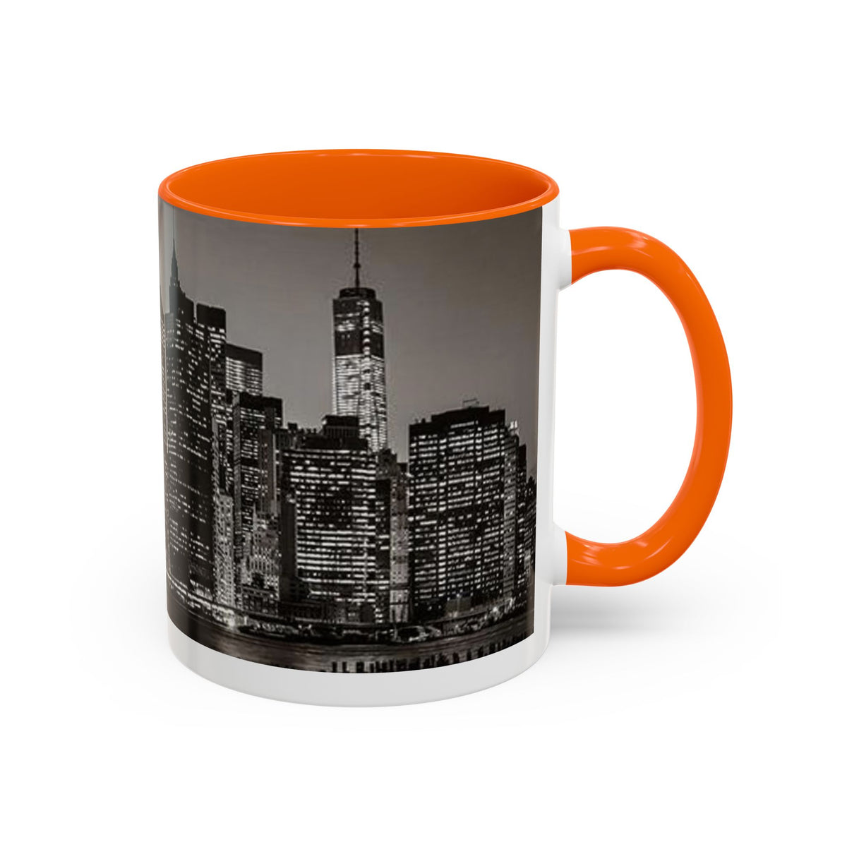 New York City Skyline Accent Coffee Mug — Black & White Cityscape, 11/15oz