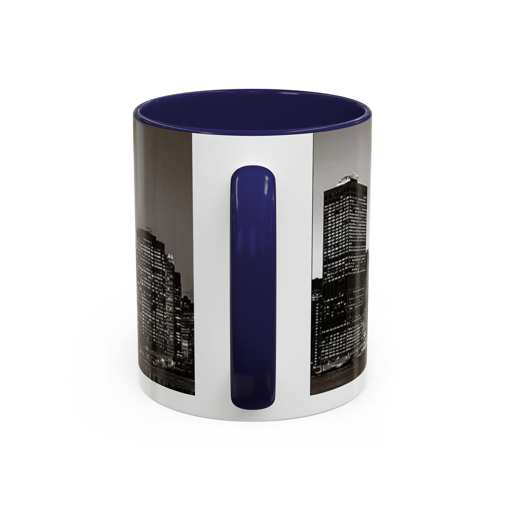 New York City Skyline Accent Coffee Mug — Black & White Cityscape, 11/15oz