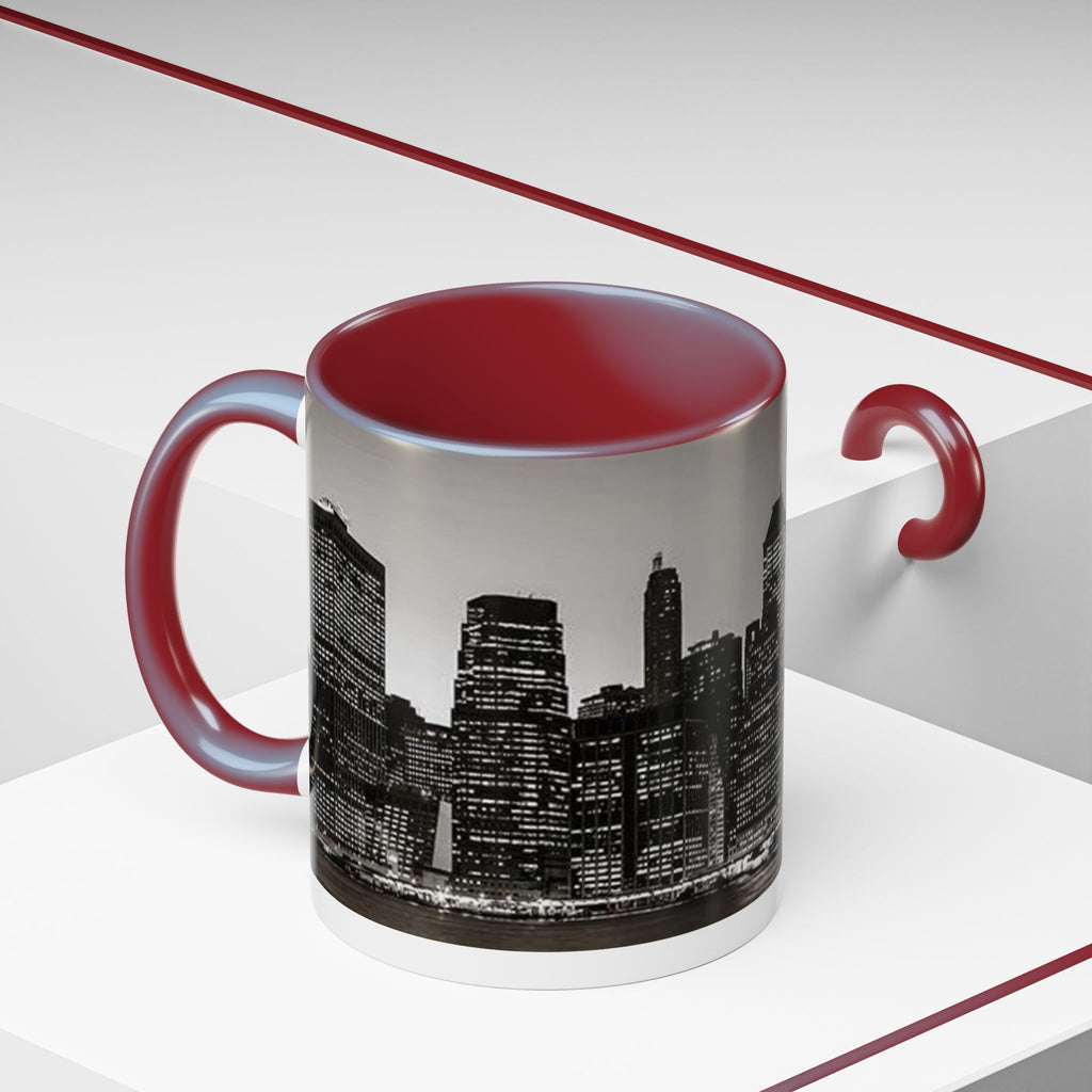 New York City Skyline Accent Coffee Mug — Black & White Cityscape, 11/15oz