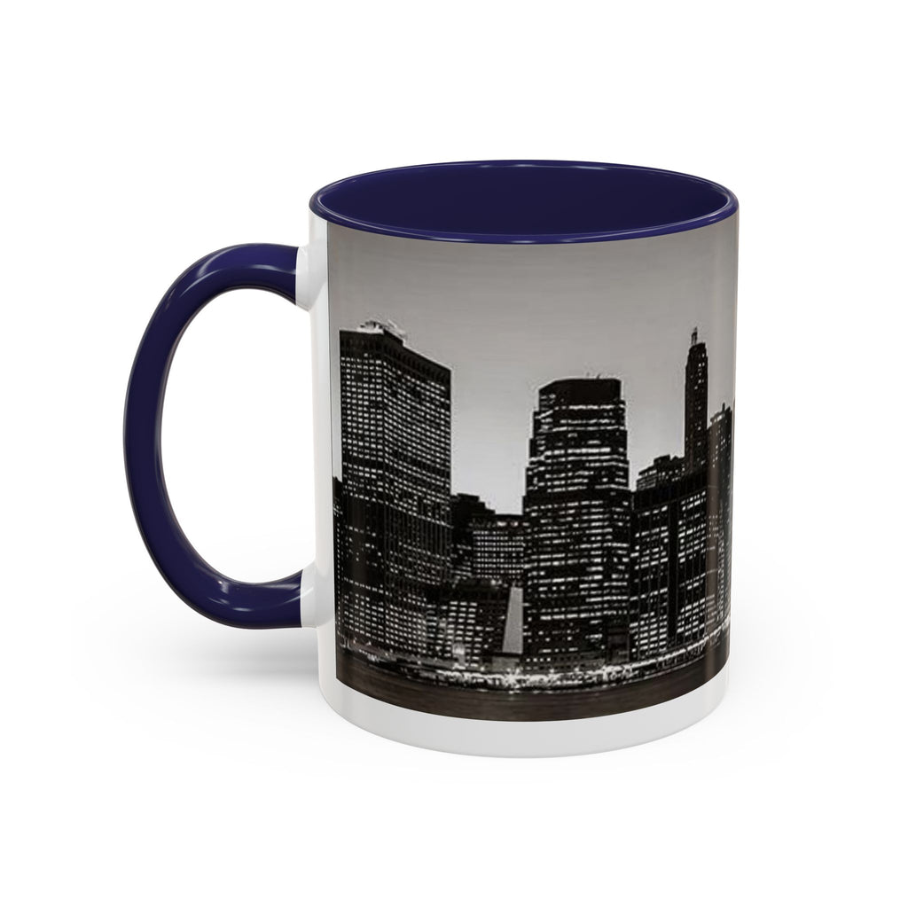 New York City Skyline Accent Coffee Mug — Black & White Cityscape, 11/15oz