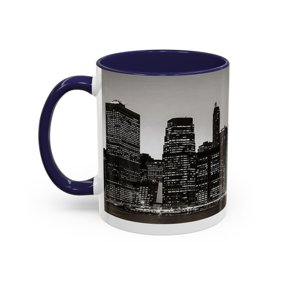 New York City Skyline Accent Coffee Mug — Black & White Cityscape, 11/15oz