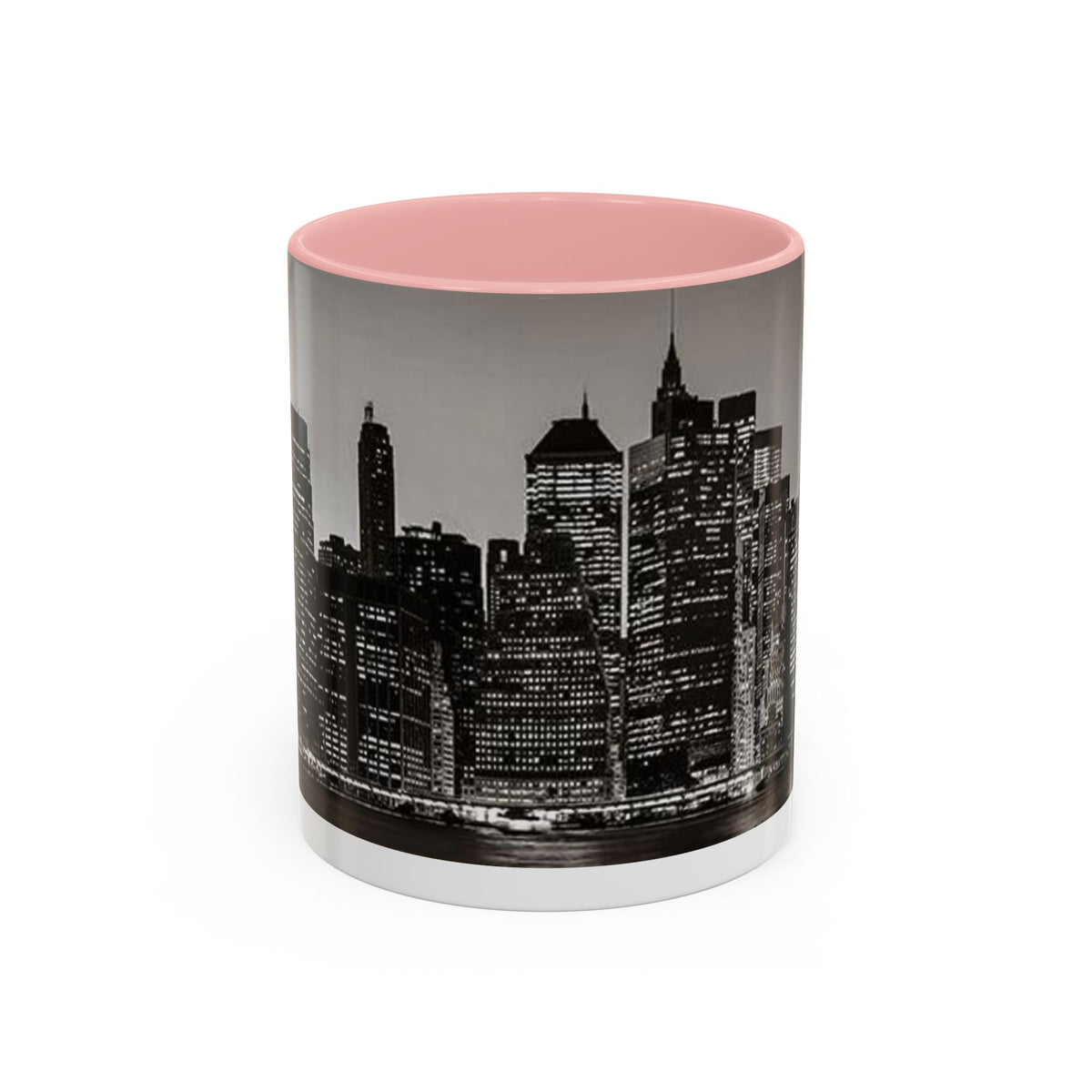 New York City Skyline Accent Coffee Mug — Black & White Cityscape, 11/15oz