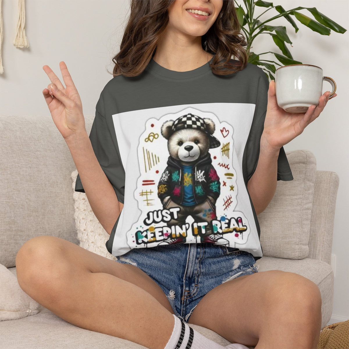 Bear Graphic T-Shirt — 'Just Keepin' It Real' Streetwear Tee