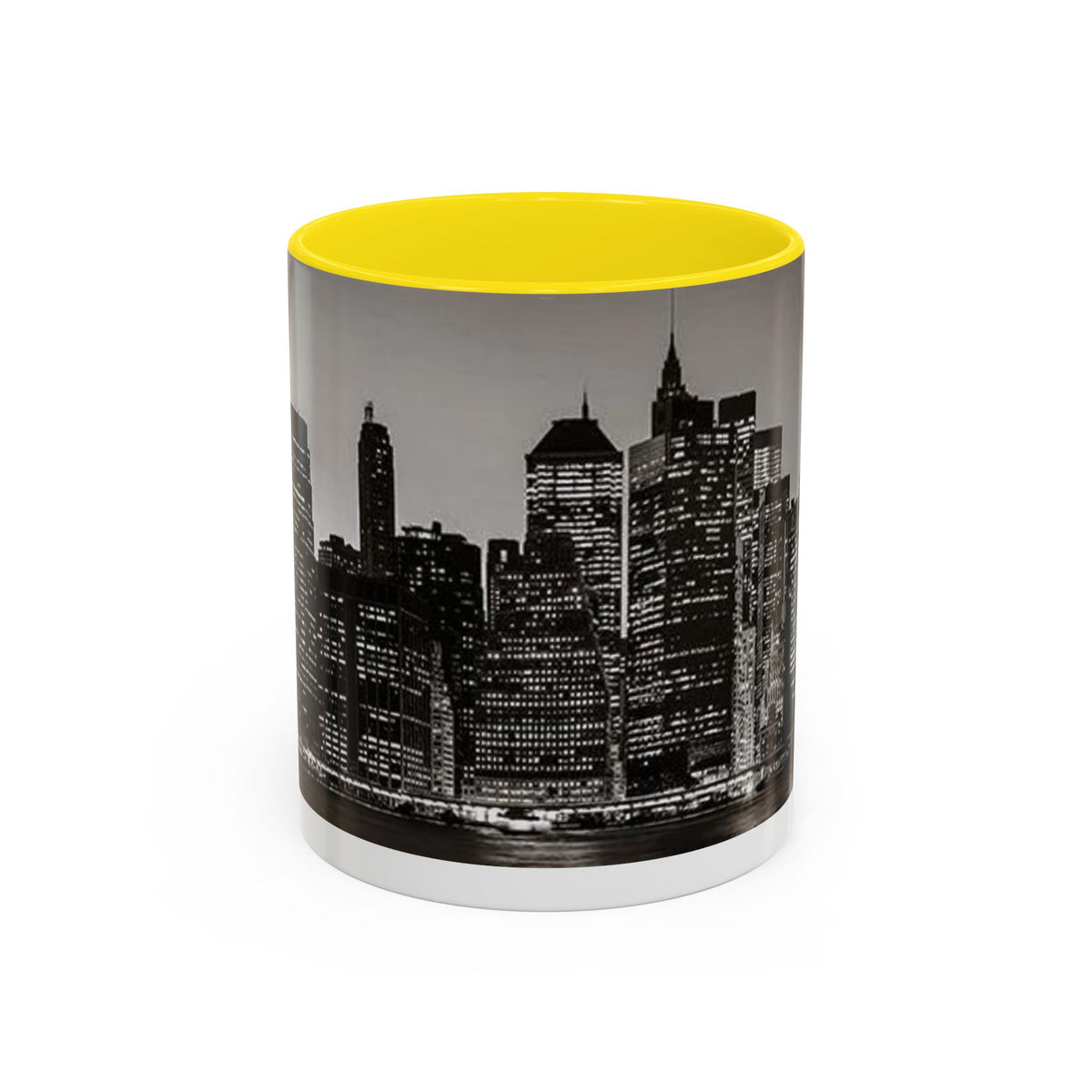 New York City Skyline Accent Coffee Mug — Black & White Cityscape, 11/15oz