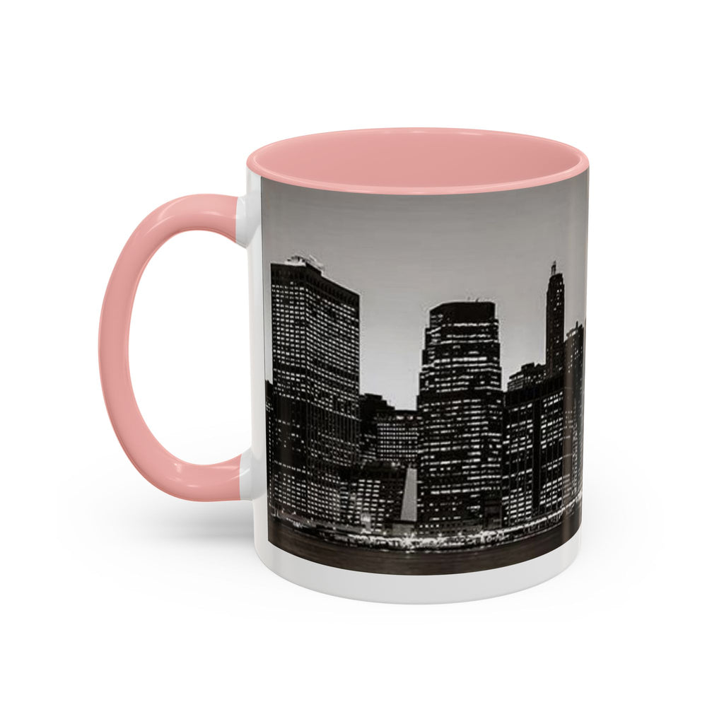 New York City Skyline Accent Coffee Mug — Black & White Cityscape, 11/15oz