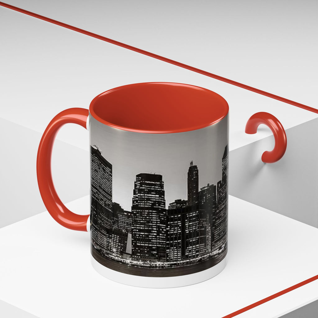 New York City Skyline Accent Coffee Mug — Black & White Cityscape, 11/15oz