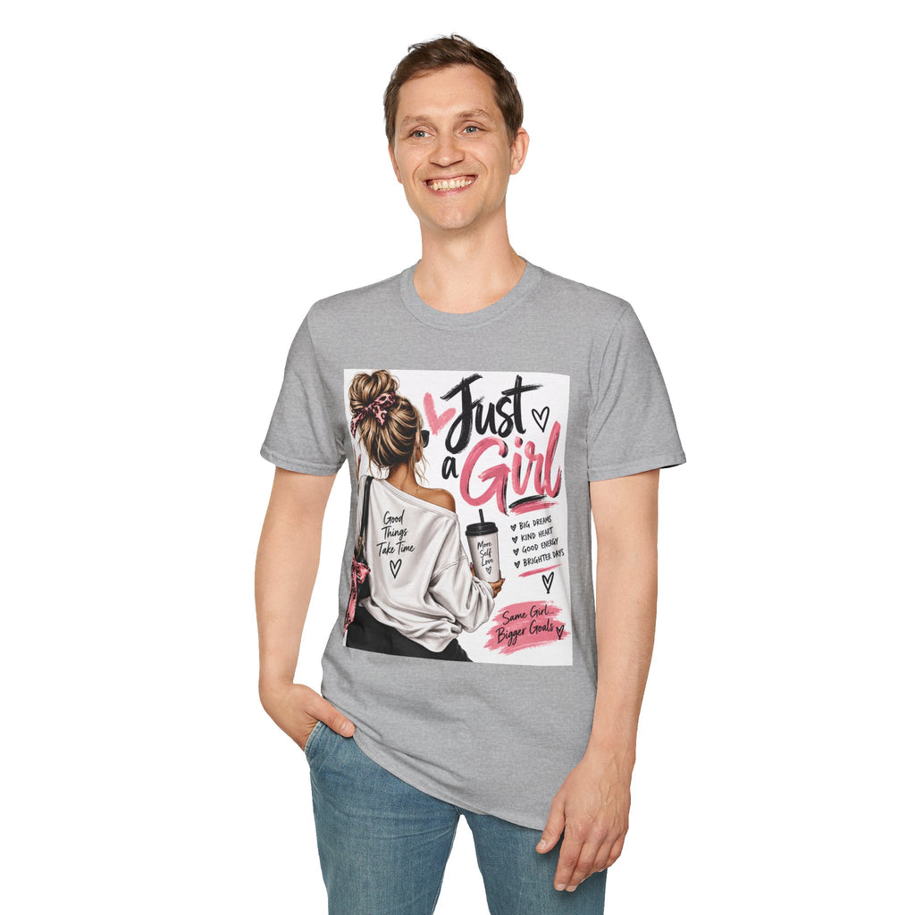 Just a Girl Graphic Tee — Casual Feminine Statement T-Shirt