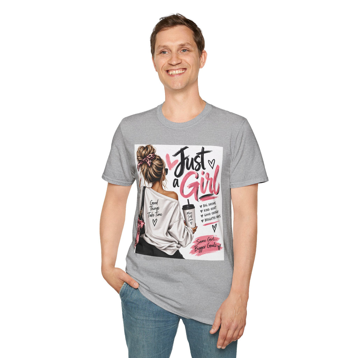 Just a Girl Graphic Tee — Casual Feminine Statement T-Shirt