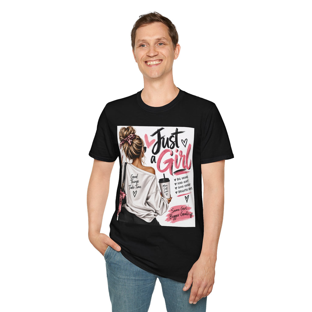 Just a Girl Graphic Tee — Casual Feminine Statement T-Shirt