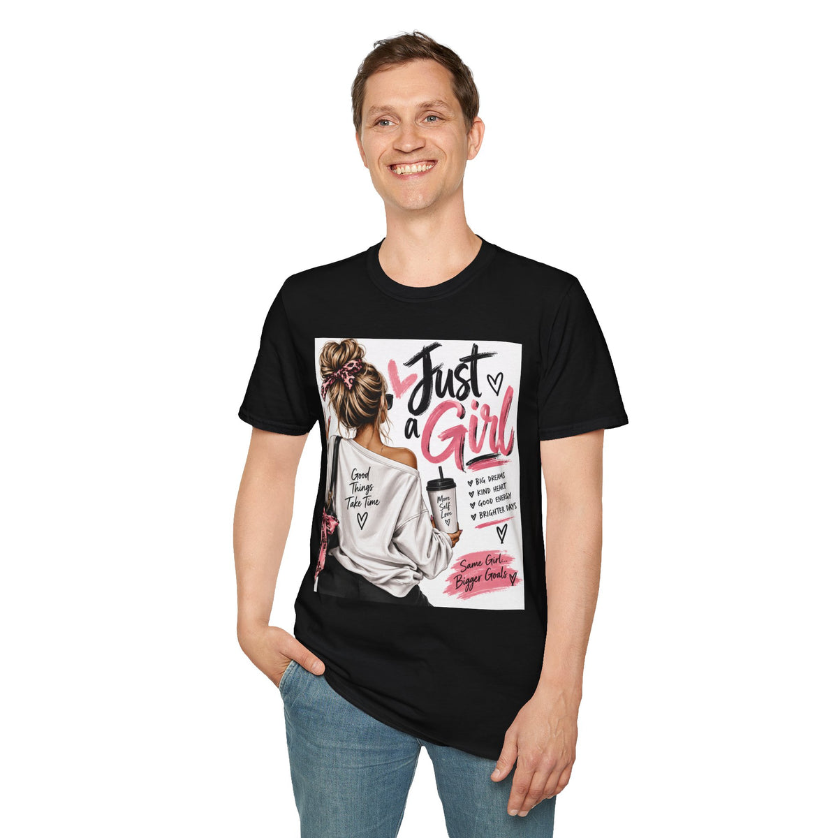 Just a Girl Graphic Tee — Casual Feminine Statement T-Shirt