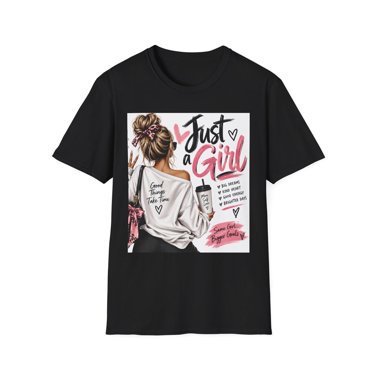 Just a Girl Graphic Tee — Casual Feminine Statement T-Shirt