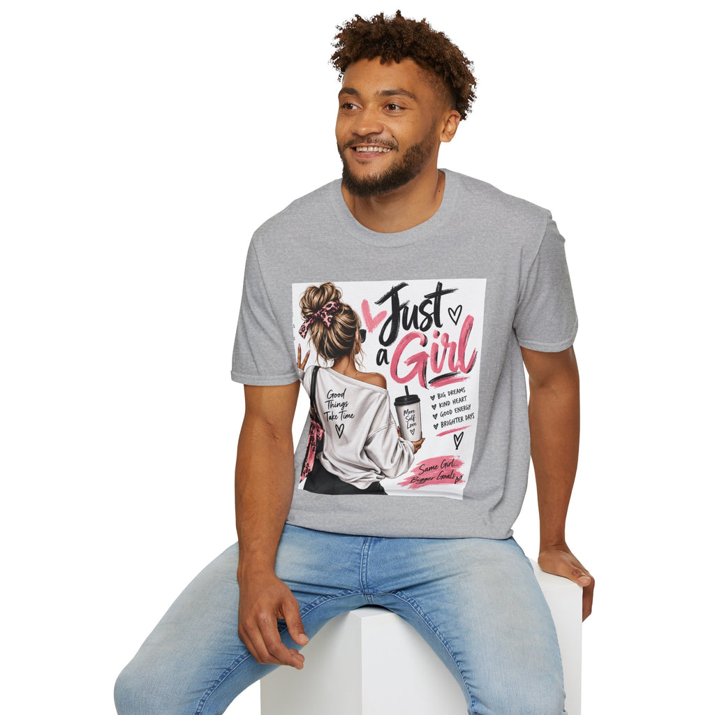 Just a Girl Graphic Tee — Casual Feminine Statement T-Shirt