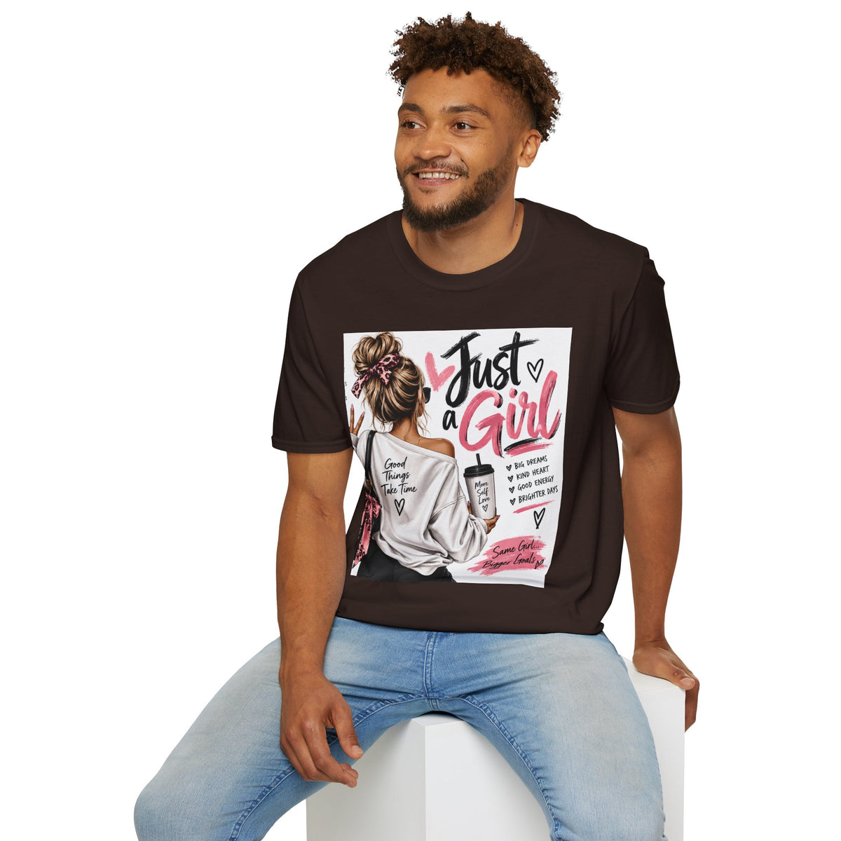Just a Girl Graphic Tee — Casual Feminine Statement T-Shirt