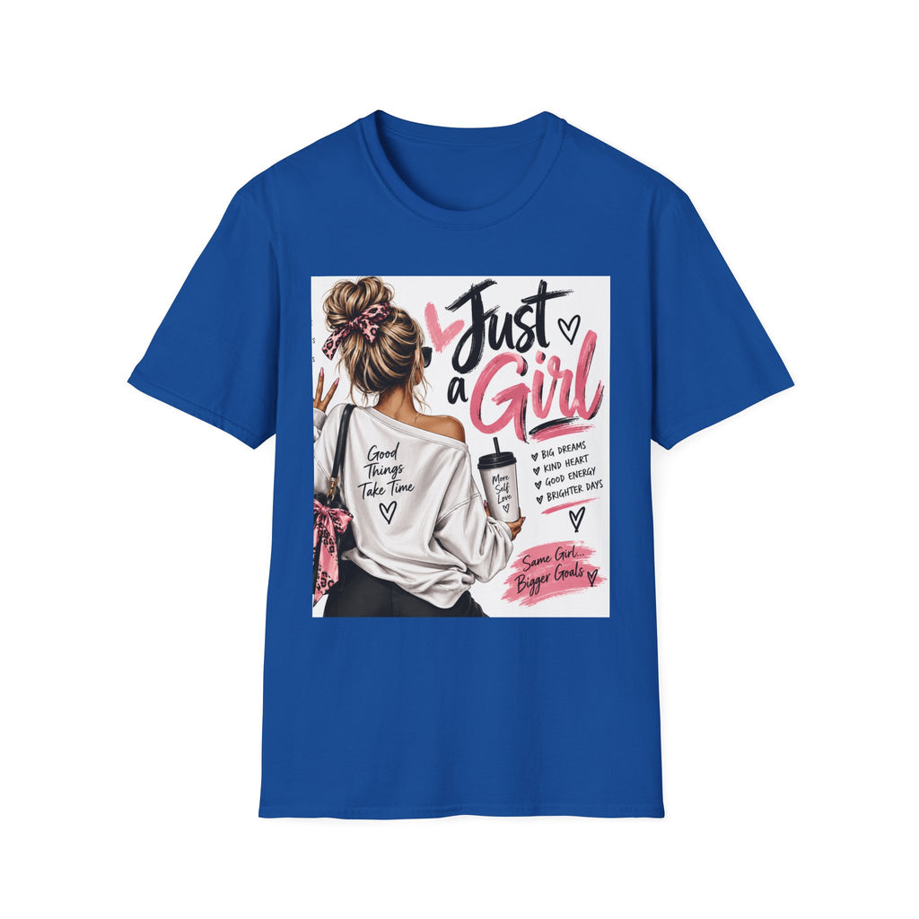 Just a Girl Graphic Tee — Casual Feminine Statement T-Shirt