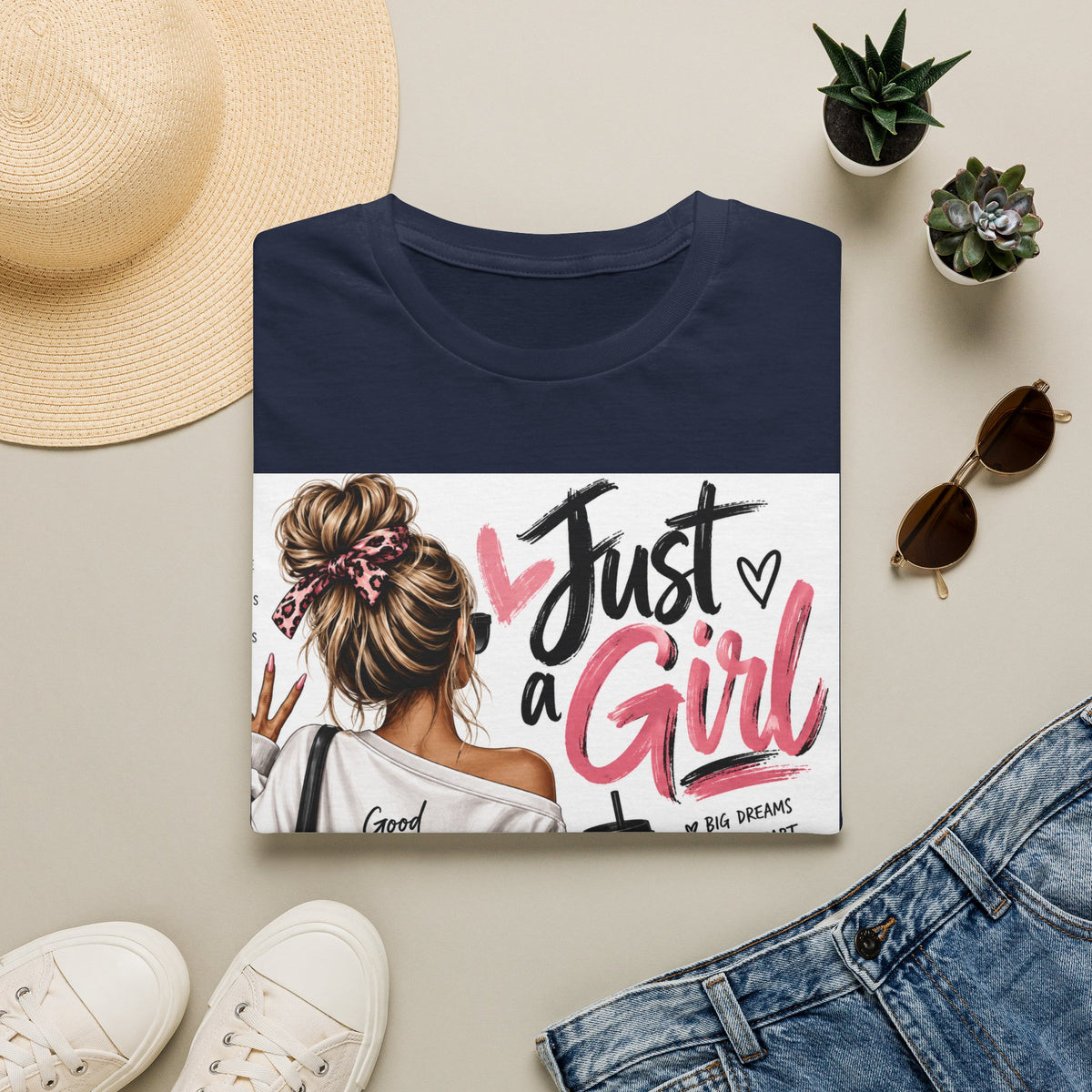 Just a Girl Graphic Tee — Casual Feminine Statement T-Shirt