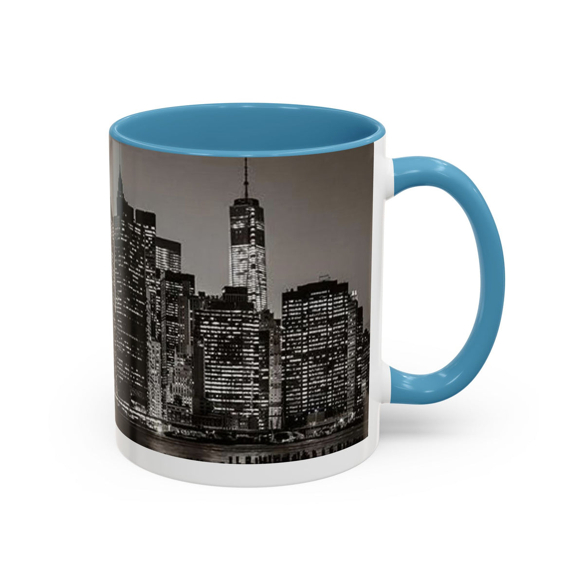 New York City Skyline Accent Coffee Mug — Black & White Cityscape, 11/15oz