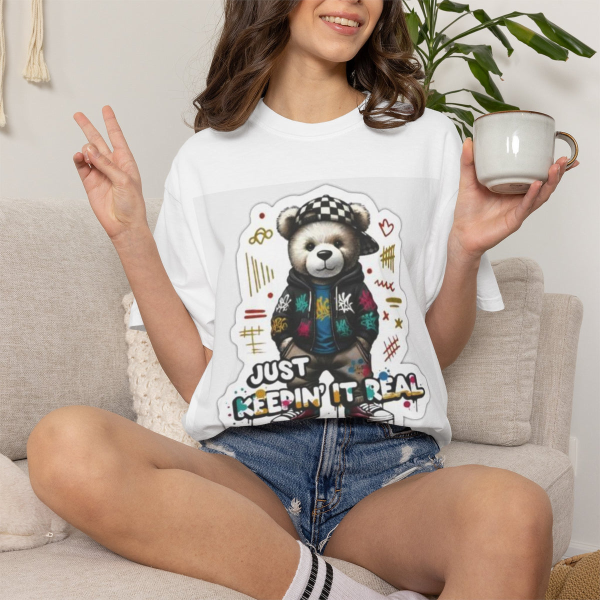 Bear Graphic T-Shirt — 'Just Keepin' It Real' Streetwear Tee