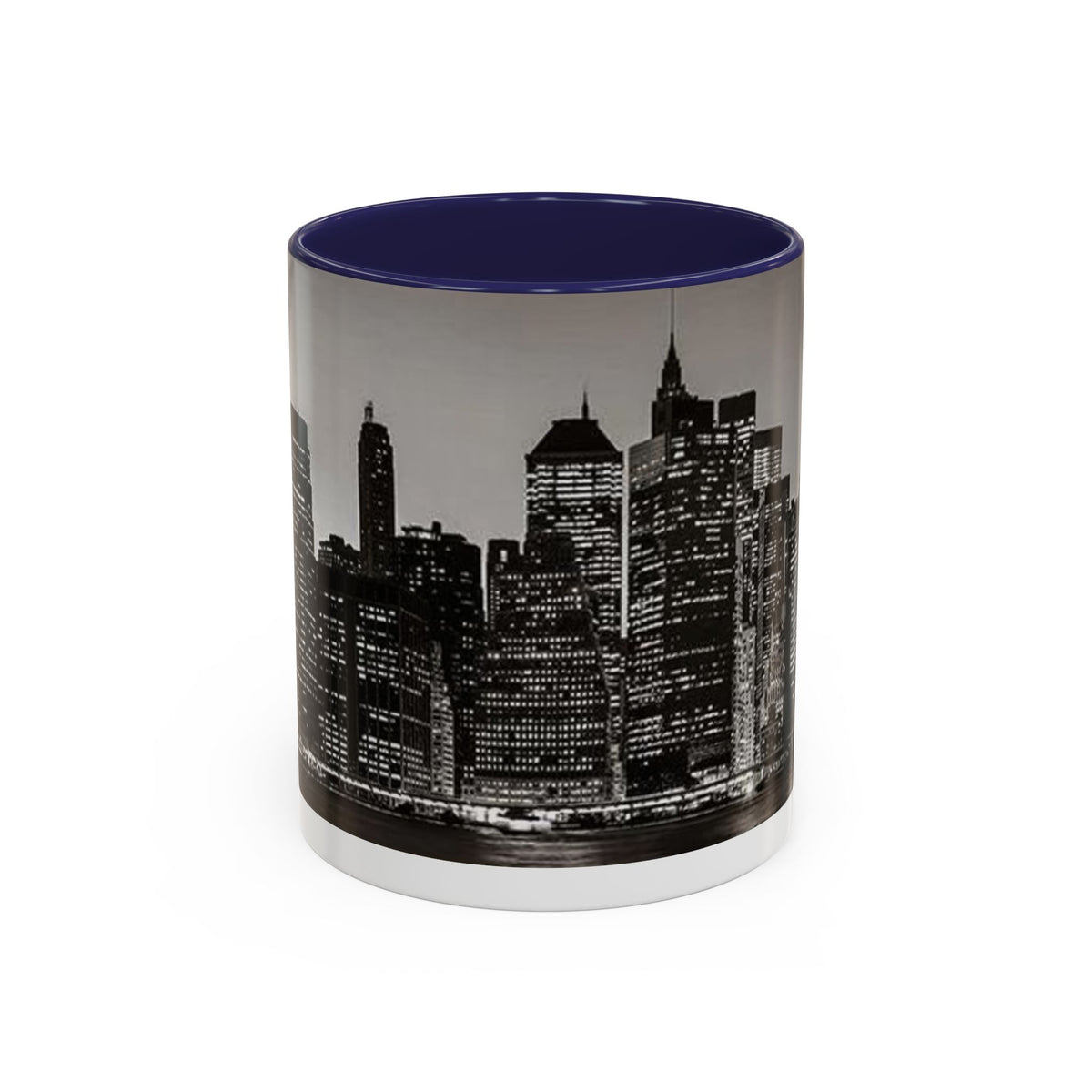 New York City Skyline Accent Coffee Mug — Black & White Cityscape, 11/15oz