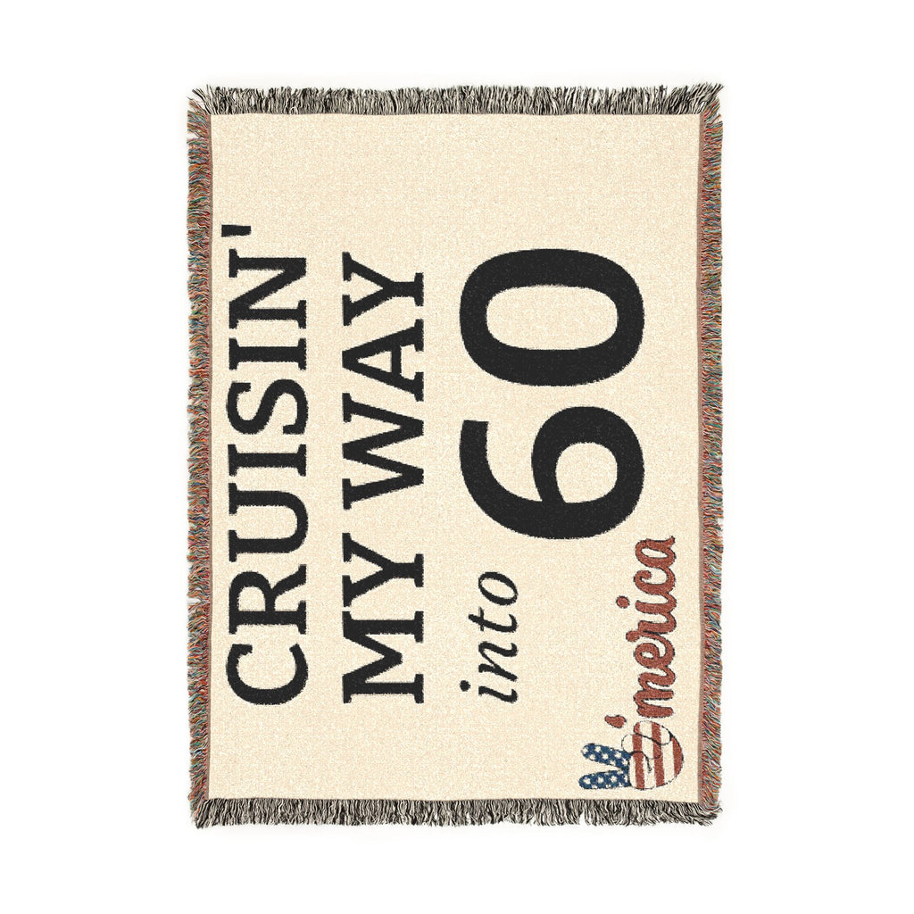 Woven Blanket — "Cruisin' My Way into 60" Birthday Throw Blanket
