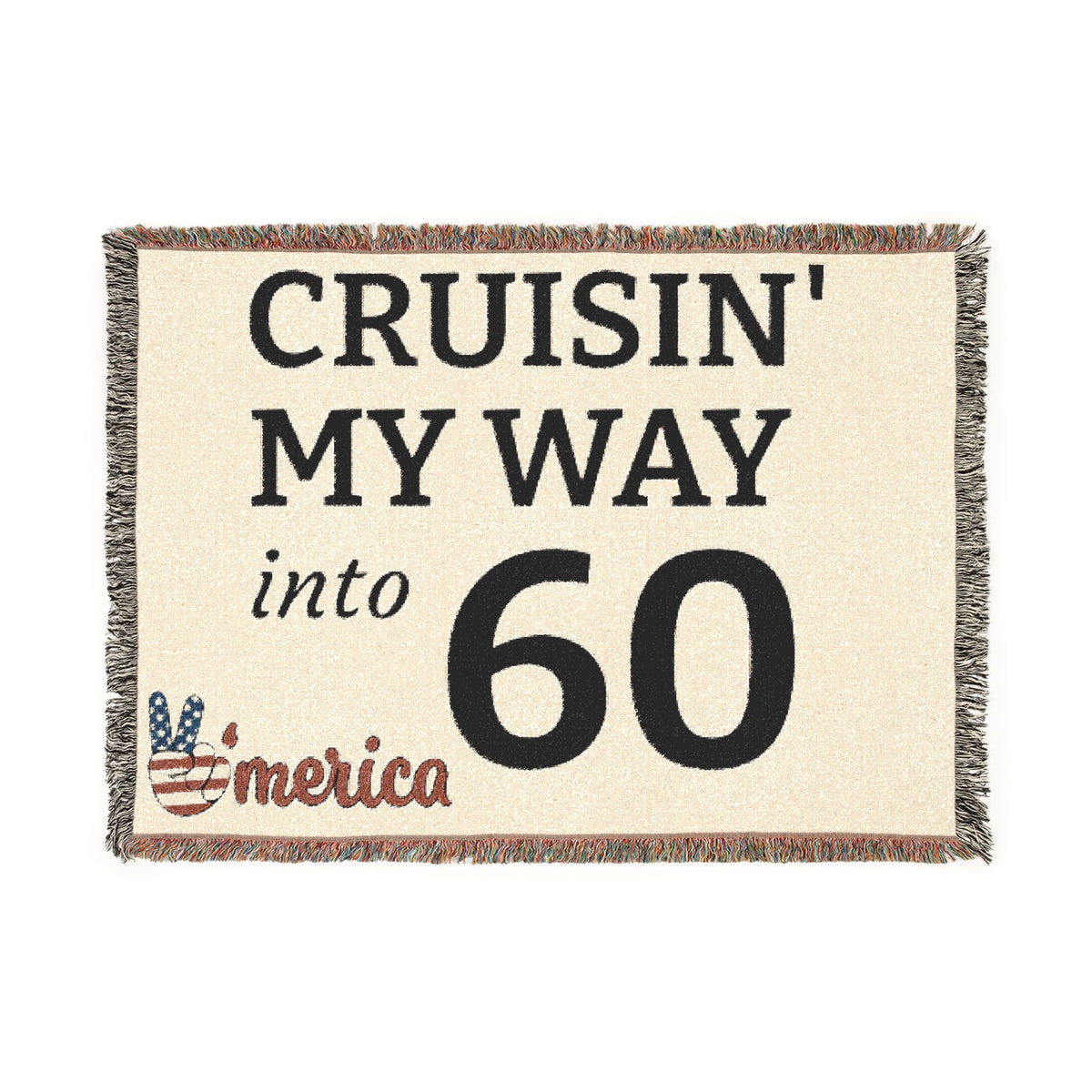 Woven Blanket — "Cruisin' My Way into 60" Birthday Throw Blanket