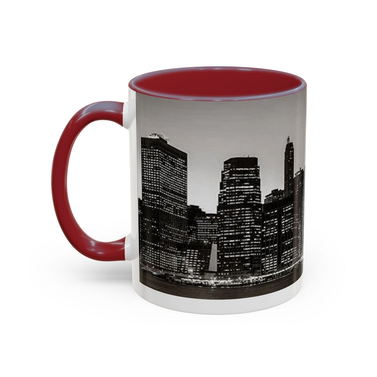 New York City Skyline Accent Coffee Mug — Black & White Cityscape, 11/15oz