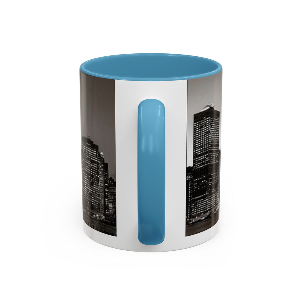 New York City Skyline Accent Coffee Mug — Black & White Cityscape, 11/15oz