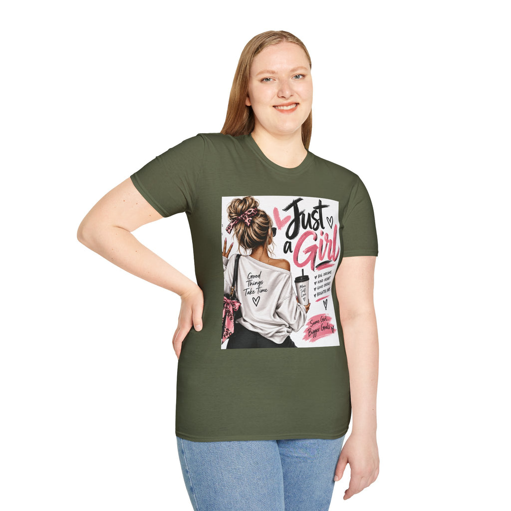 Just a Girl Graphic Tee — Casual Feminine Statement T-Shirt