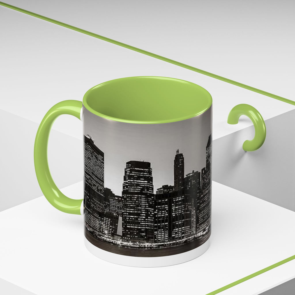 New York City Skyline Accent Coffee Mug — Black & White Cityscape, 11/15oz