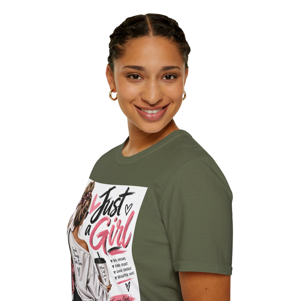 Just a Girl Graphic Tee — Casual Feminine Statement T-Shirt