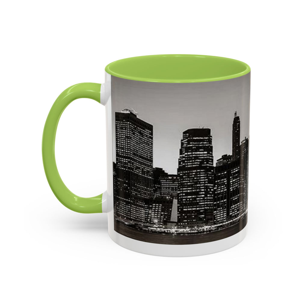 New York City Skyline Accent Coffee Mug — Black & White Cityscape, 11/15oz