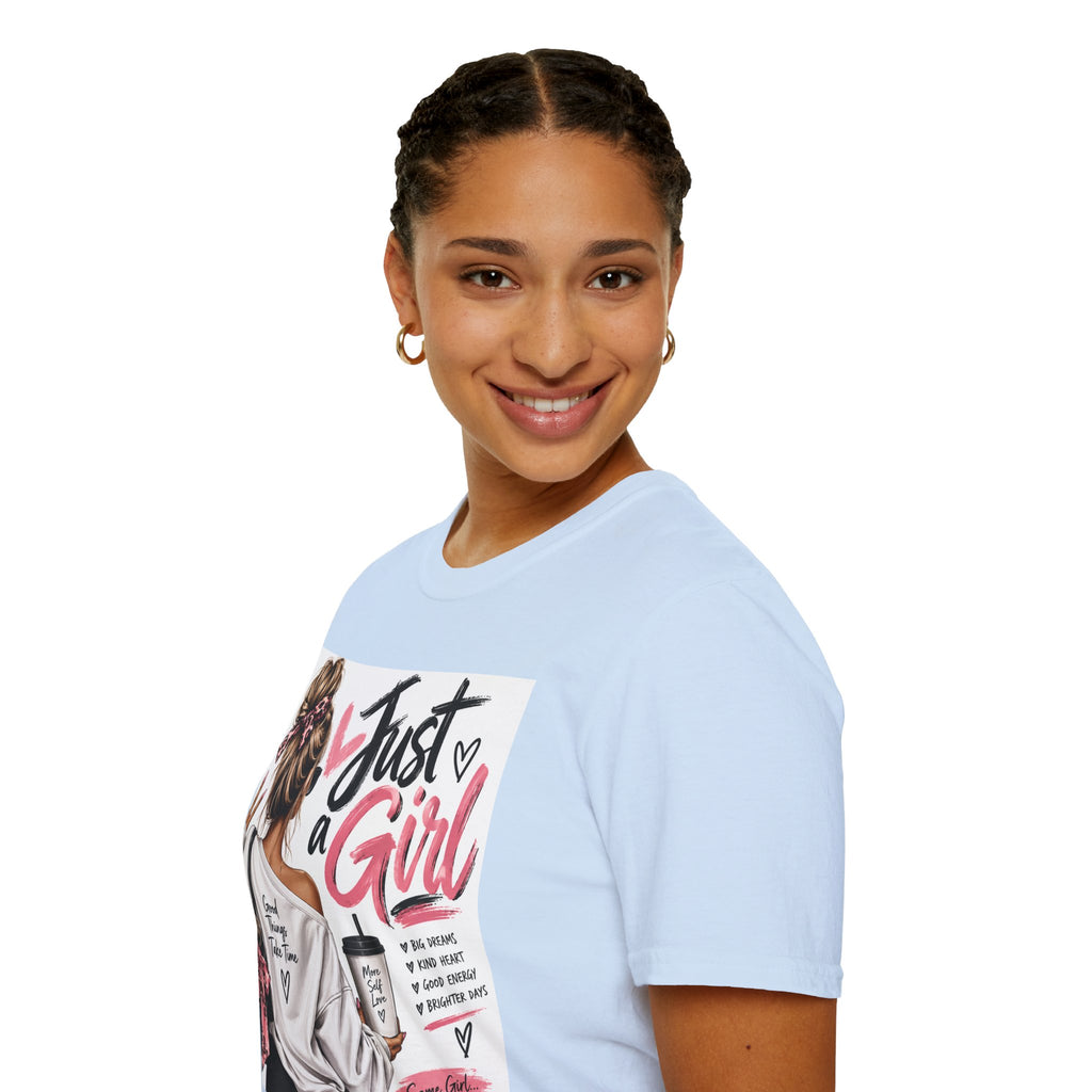 Just a Girl Graphic Tee — Casual Feminine Statement T-Shirt