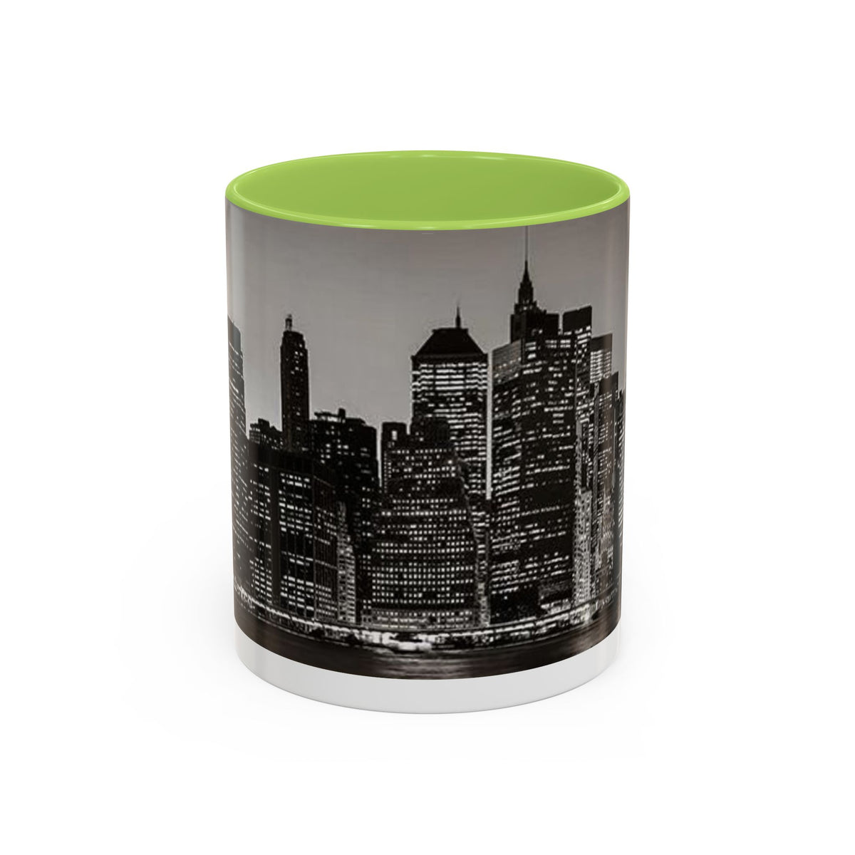 New York City Skyline Accent Coffee Mug — Black & White Cityscape, 11/15oz