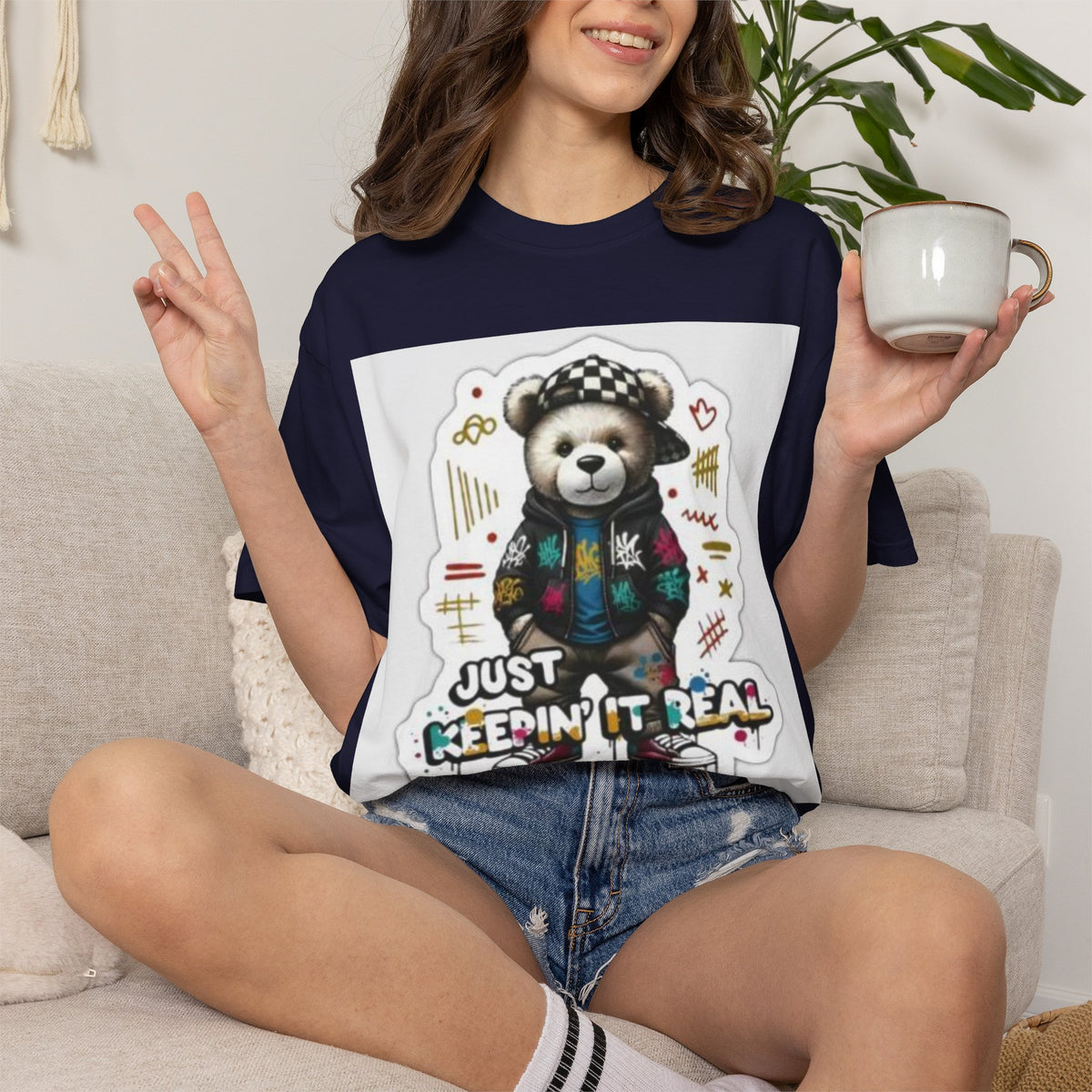 Bear Graphic T-Shirt — 'Just Keepin' It Real' Streetwear Tee