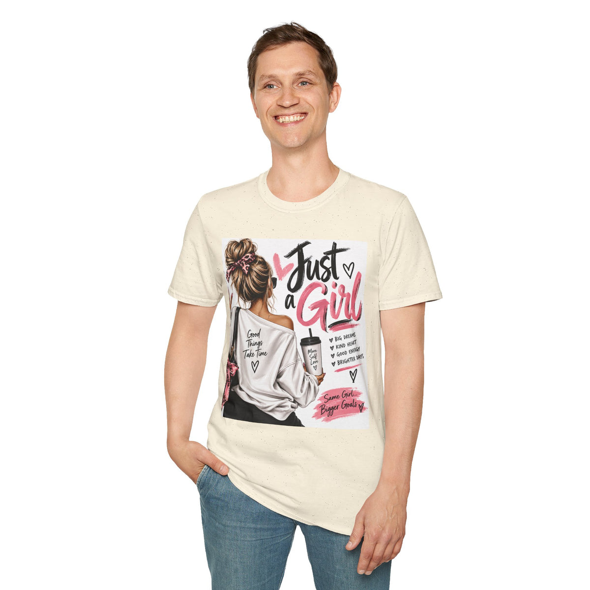 Just a Girl Graphic Tee — Casual Feminine Statement T-Shirt