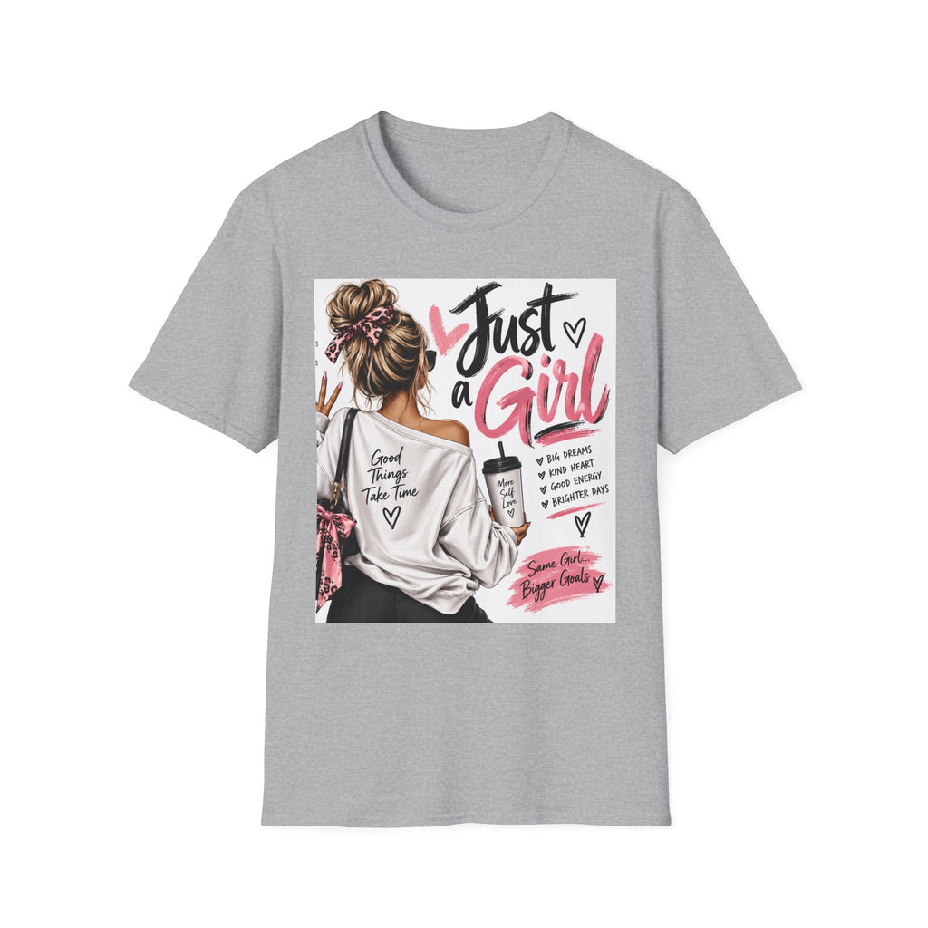 Just a Girl Graphic Tee — Casual Feminine Statement T-Shirt