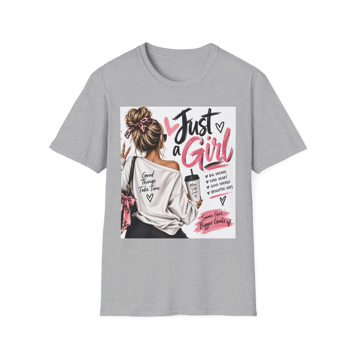 Just a Girl Graphic Tee — Casual Feminine Statement T-Shirt