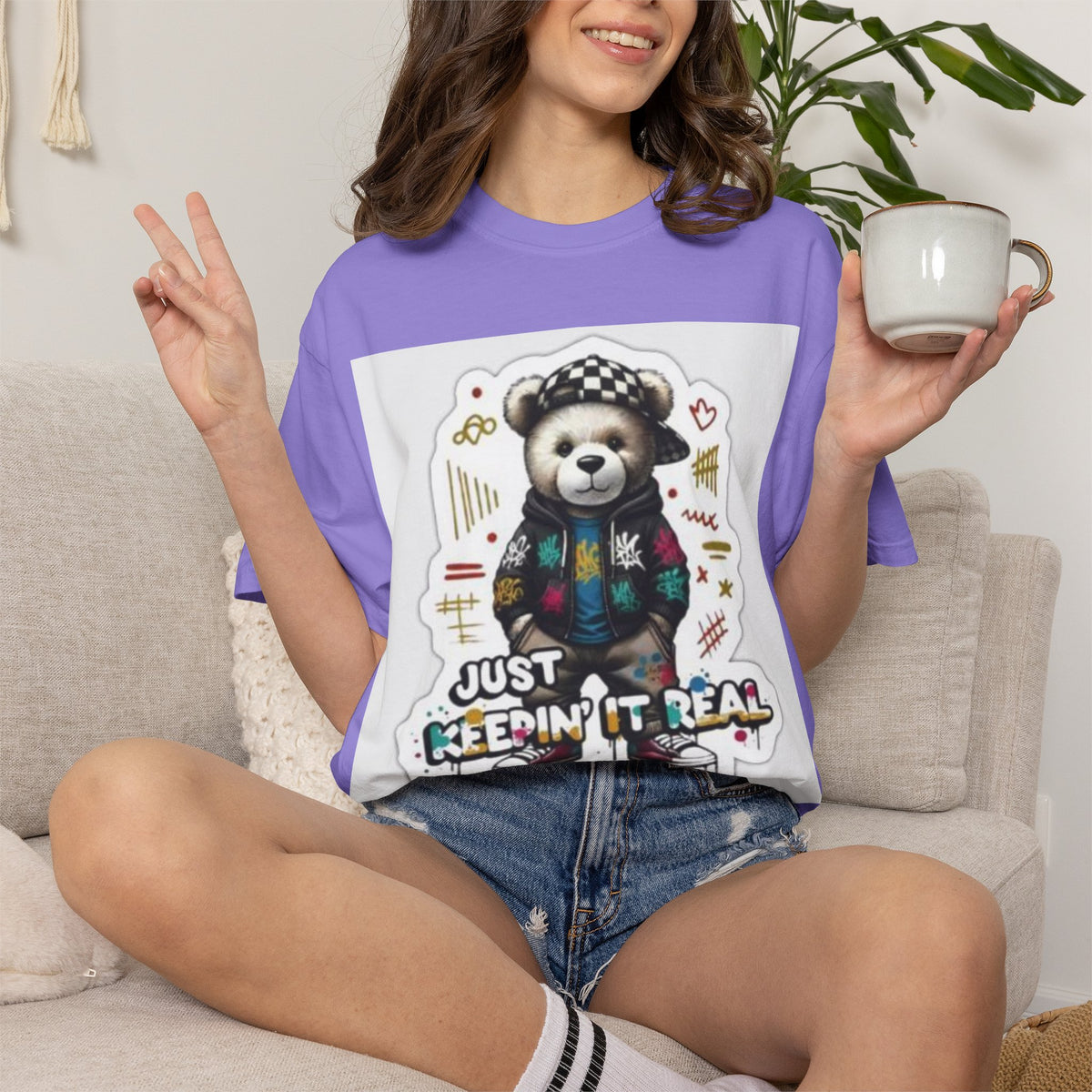 Bear Graphic T-Shirt — 'Just Keepin' It Real' Streetwear Tee