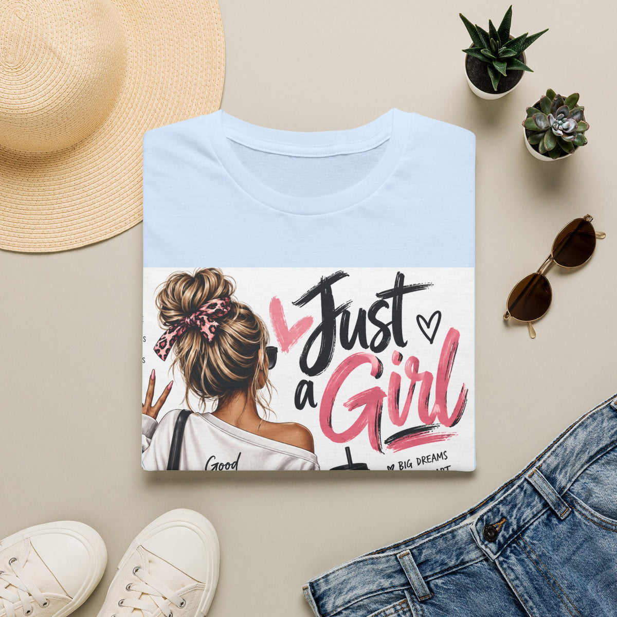 Just a Girl Graphic Tee — Casual Feminine Statement T-Shirt