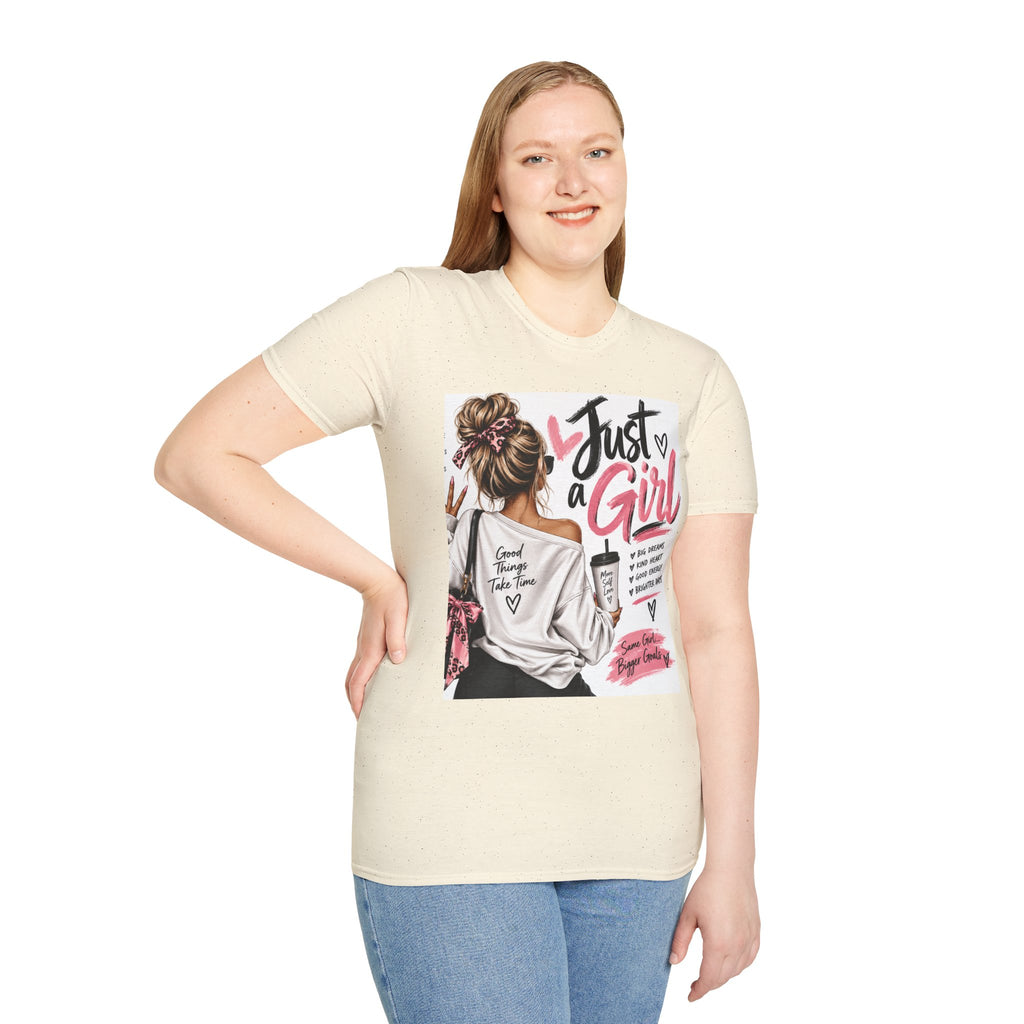 Just a Girl Graphic Tee — Casual Feminine Statement T-Shirt