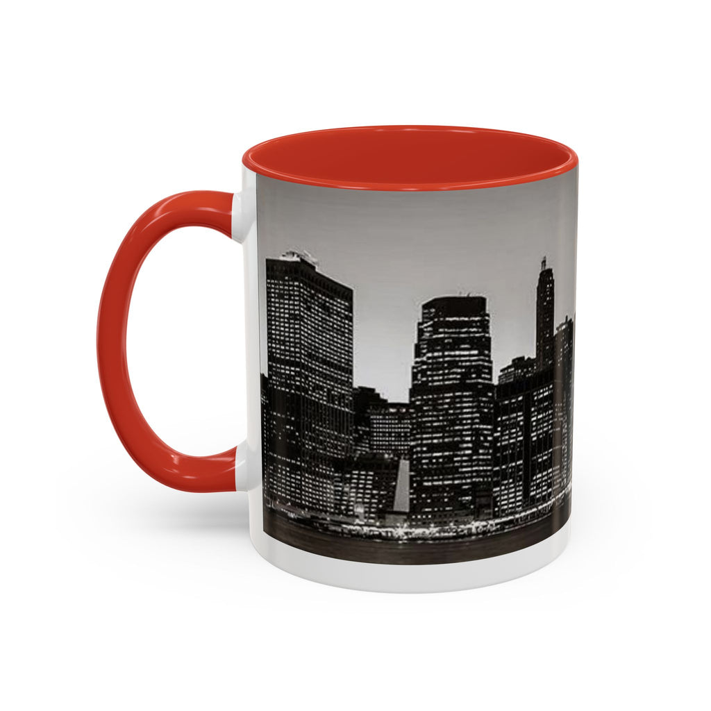 New York City Skyline Accent Coffee Mug — Black & White Cityscape, 11/15oz