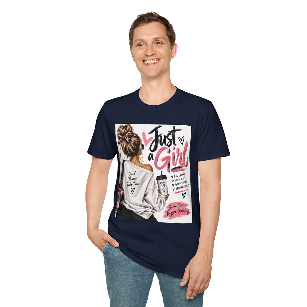 Just a Girl Graphic Tee — Casual Feminine Statement T-Shirt