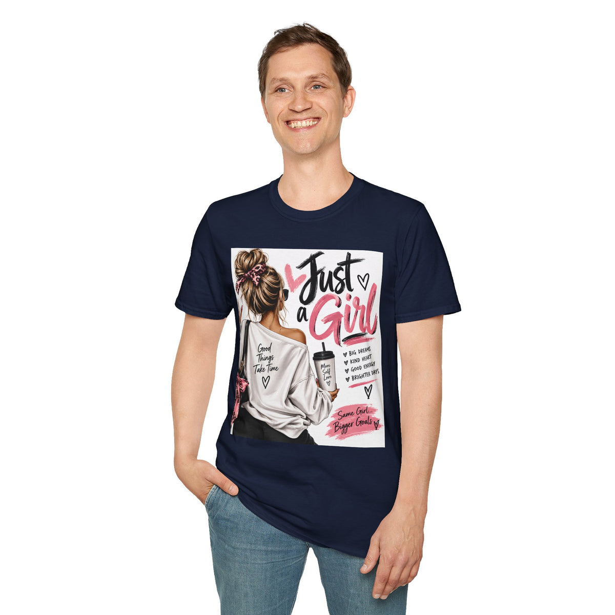 Just a Girl Graphic Tee — Casual Feminine Statement T-Shirt