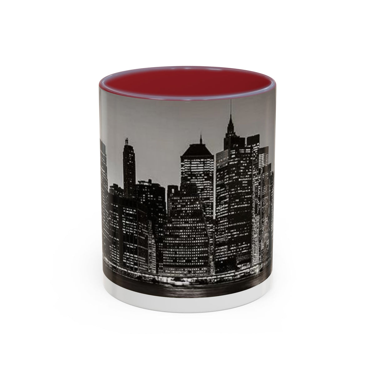 New York City Skyline Accent Coffee Mug — Black & White Cityscape, 11/15oz