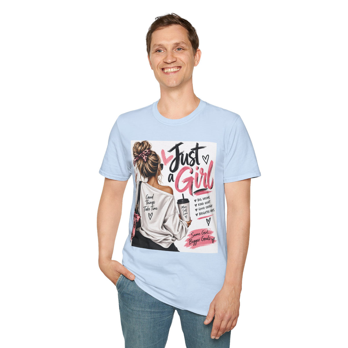 Just a Girl Graphic Tee — Casual Feminine Statement T-Shirt