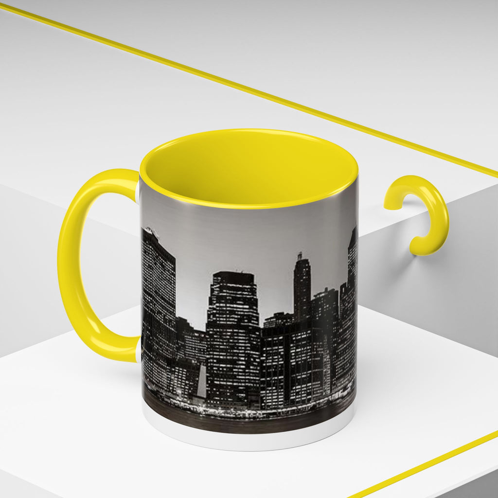 New York City Skyline Accent Coffee Mug — Black & White Cityscape, 11/15oz
