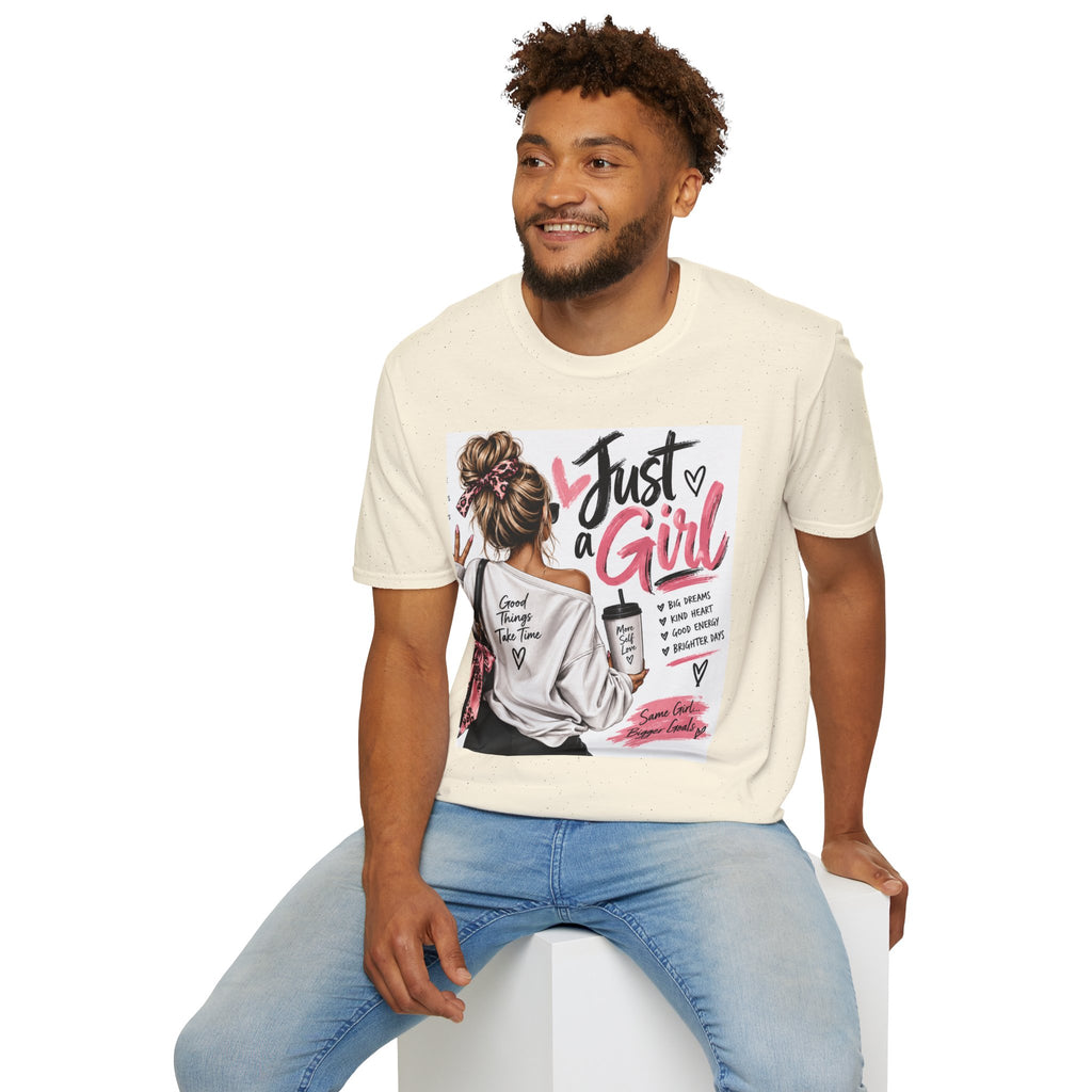 Just a Girl Graphic Tee — Casual Feminine Statement T-Shirt