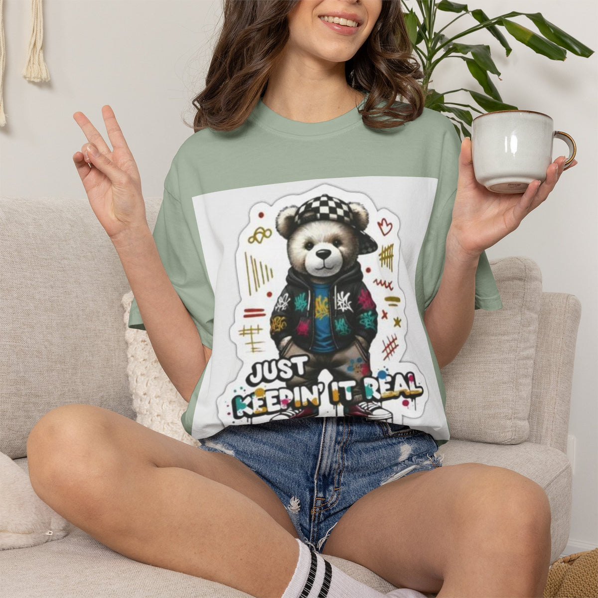 Bear Graphic T-Shirt — 'Just Keepin' It Real' Streetwear Tee
